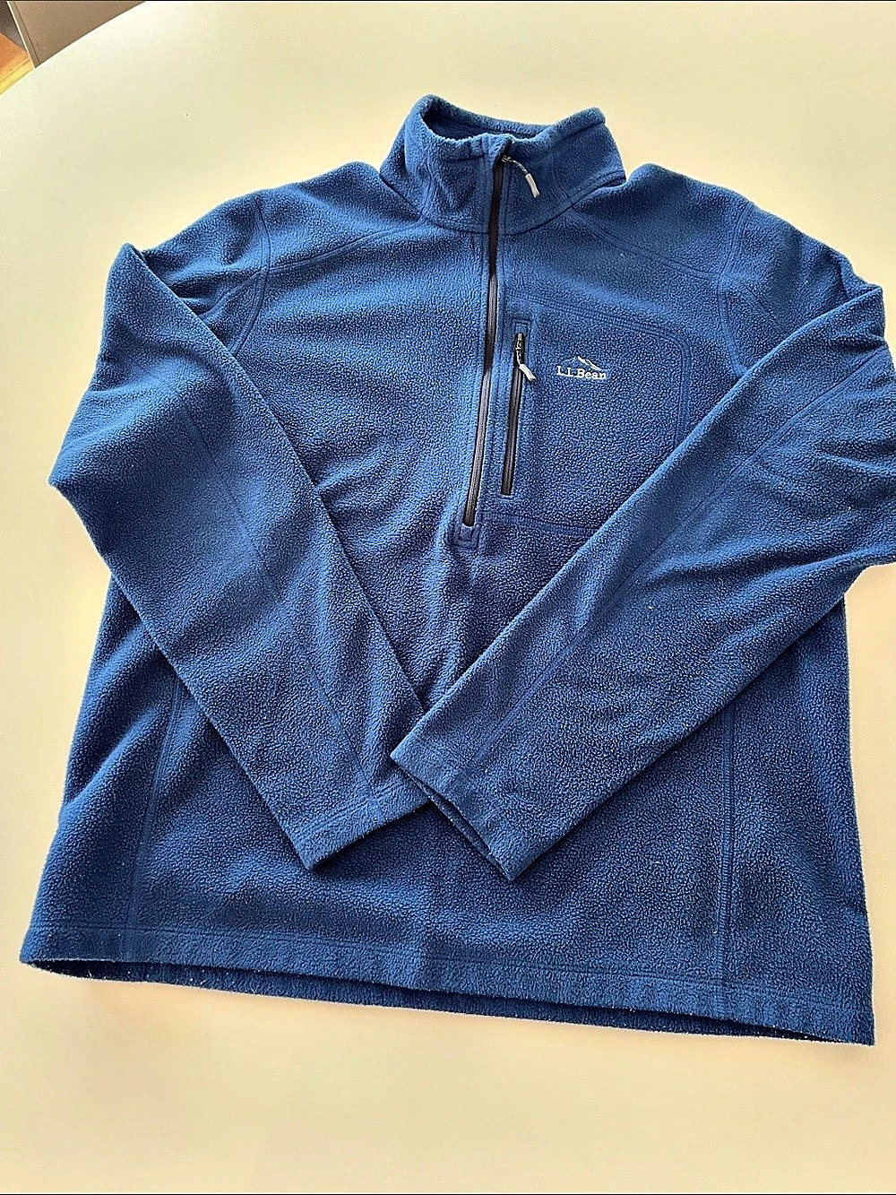 L.L.Bean Slightly Fitted Microfleece Pullover Men's Blue Fleece Medium